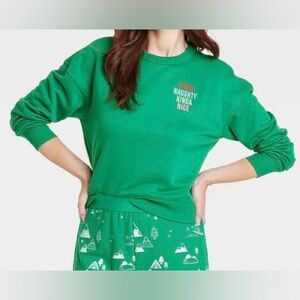 Wondershop at Target Kinda Naughty Kinda Nice Green Holiday Sweatshirt LARGE EUC